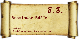 Breslauer Bán névjegykártya